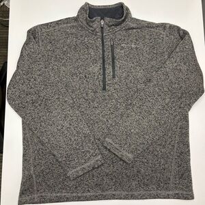 Eddie Bauer Men’s Large Quarter Zip Pullover Grey Fleece Sweater Jacket Coat Mid